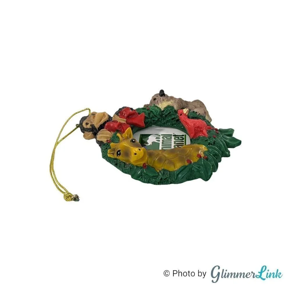 Vintage 2003 Animal Planet Wreath Christmas Holiday Photo Ornament